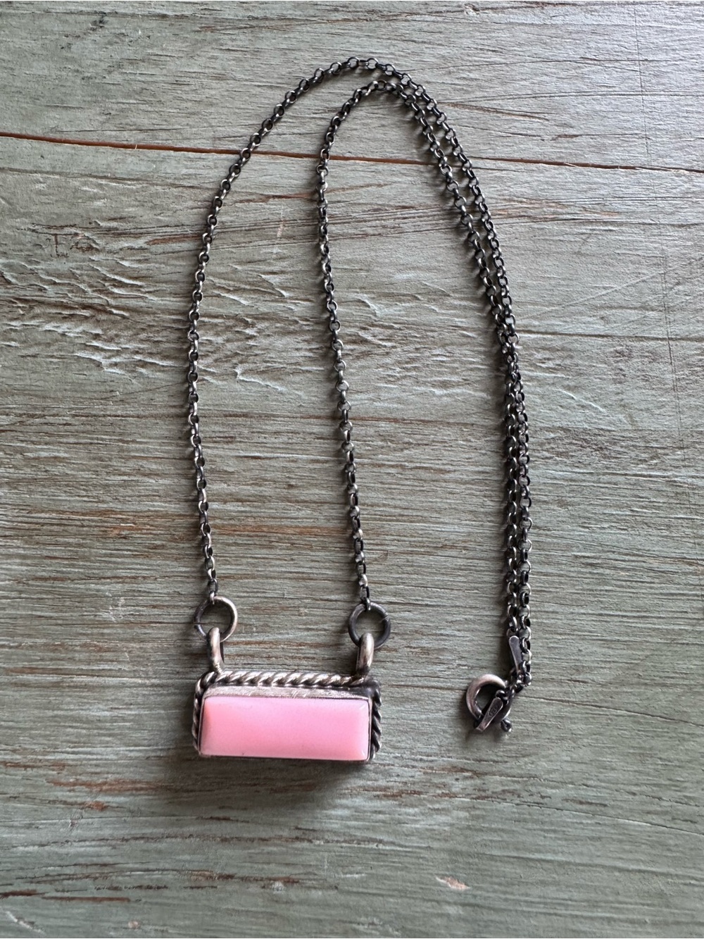 Chassity Belone Pink Conch Bar Necklace